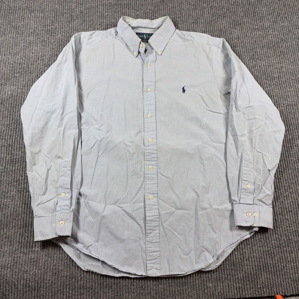 Ralph Lauren Shirt Men's 16.5 34/35 Classic Fit Button Down Blue White Gingham